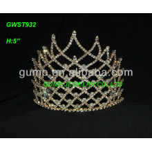 Couronne de tiare en strass en or